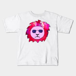 Cool Lion with Pink Colorful Mane and Sunglasses Kids T-Shirt